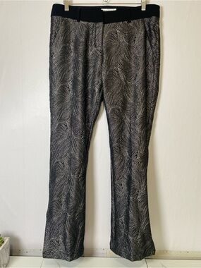 Summum Woman Metallic Silver Black Waves Trousers Pants Size 42 US 12 Women's